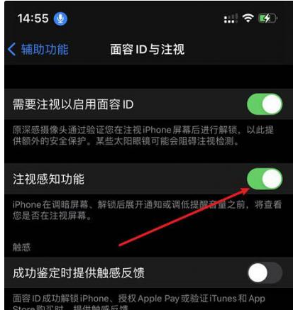 湖北苹果14维修网点分享iPhone14注视感知功能有什么用 